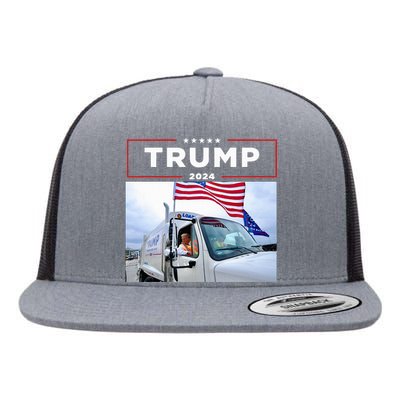 Donald Trump Rides In Garbage Truck Garbage Trump Flat Bill Trucker Hat