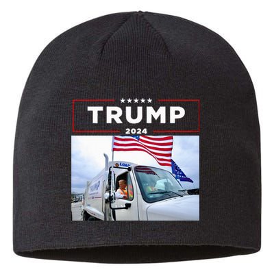 Donald Trump Rides In Garbage Truck Garbage Trump Sustainable Beanie