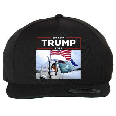 Donald Trump Rides In Garbage Truck Garbage Trump Wool Snapback Cap