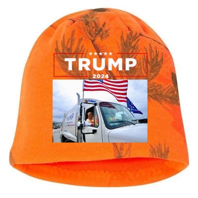 Donald Trump Rides In Garbage Truck Garbage Trump Kati - Camo Knit Beanie