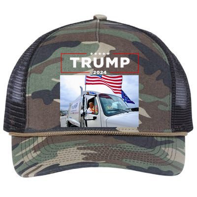 Donald Trump Rides In Garbage Truck Garbage Trump Retro Rope Trucker Hat Cap