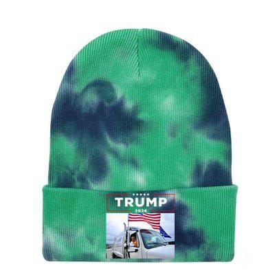 Donald Trump Rides In Garbage Truck Garbage Trump Tie Dye 12in Knit Beanie