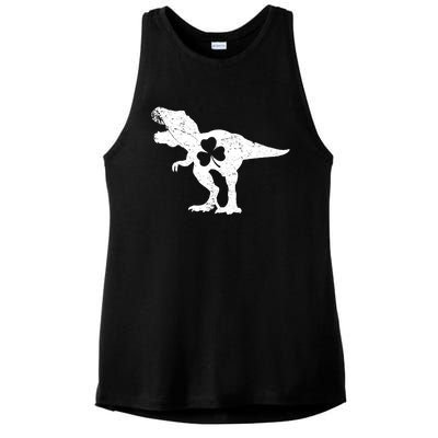 Dinosaur T Rex St Patricks Day Shamrock Adults Boy Ladies PosiCharge Tri-Blend Wicking Tank