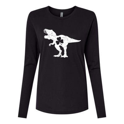 Dinosaur T Rex St Patricks Day Shamrock Adults Boy Womens Cotton Relaxed Long Sleeve T-Shirt