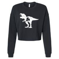 Dinosaur T Rex St Patricks Day Shamrock Adults Boy Cropped Pullover Crew