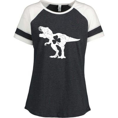 Dinosaur T Rex St Patricks Day Shamrock Adults Boy Enza Ladies Jersey Colorblock Tee