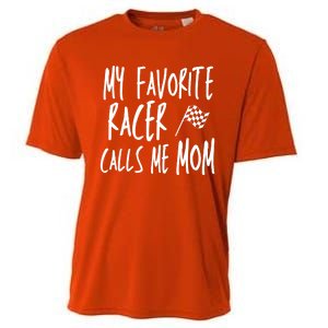 Dirt Track Racing Flag My Favorite Racer Calls Me Mom Race Gift Cooling Performance Crew T-Shirt