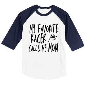 Dirt Track Racing Flag My Favorite Racer Calls Me Mom Race Gift Baseball Sleeve Shirt