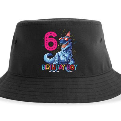 Dinosaur T Rex 6 Year Old Boy Funny 6th Birthday Gifts Sustainable Bucket Hat