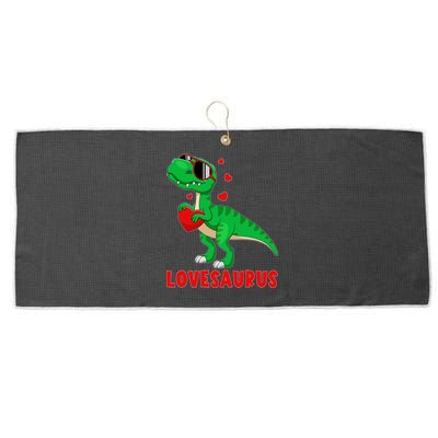 Dinosaur T Rex Valentines Day Valentine Lovesaurus Gift Large Microfiber Waffle Golf Towel