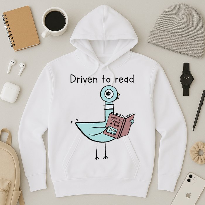 Driven To Read Pigeon Library Reading Books Reader Hoodie