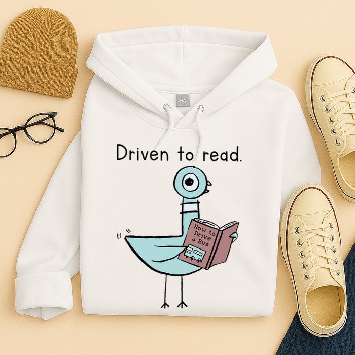 Driven To Read Pigeon Library Reading Books Reader Hoodie