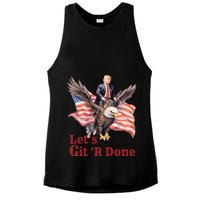 Donald Trump Riding Bald Eagle LetS Git R Done Ladies PosiCharge Tri-Blend Wicking Tank