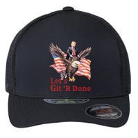 Donald Trump Riding Bald Eagle LetS Git R Done Flexfit Unipanel Trucker Cap