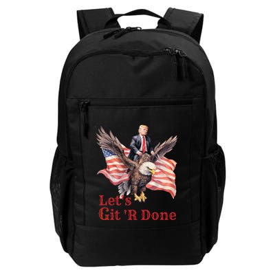 Donald Trump Riding Bald Eagle LetS Git R Done Daily Commute Backpack