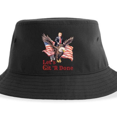 Donald Trump Riding Bald Eagle LetS Git R Done Sustainable Bucket Hat