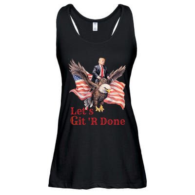 Donald Trump Riding Bald Eagle LetS Git R Done Ladies Essential Flowy Tank