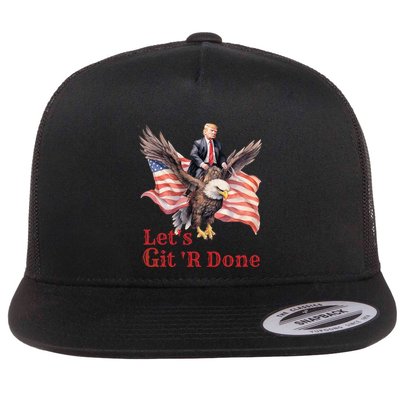 Donald Trump Riding Bald Eagle LetS Git R Done Flatbill Hat