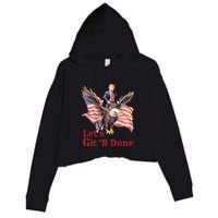 Donald Trump Riding Bald Eagle LetS Git R Done Crop Fleece Hoodie
