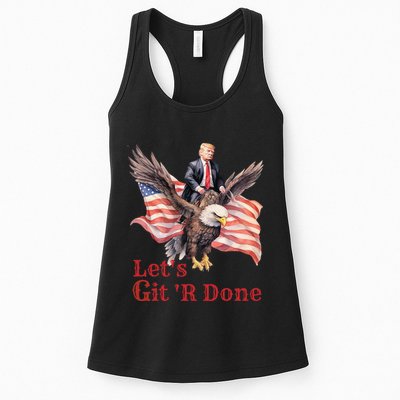 Donald Trump Riding Bald Eagle LetS Git R Done Womens Tank Top
