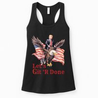 Donald Trump Riding Bald Eagle LetS Git R Done Womens Tank Top