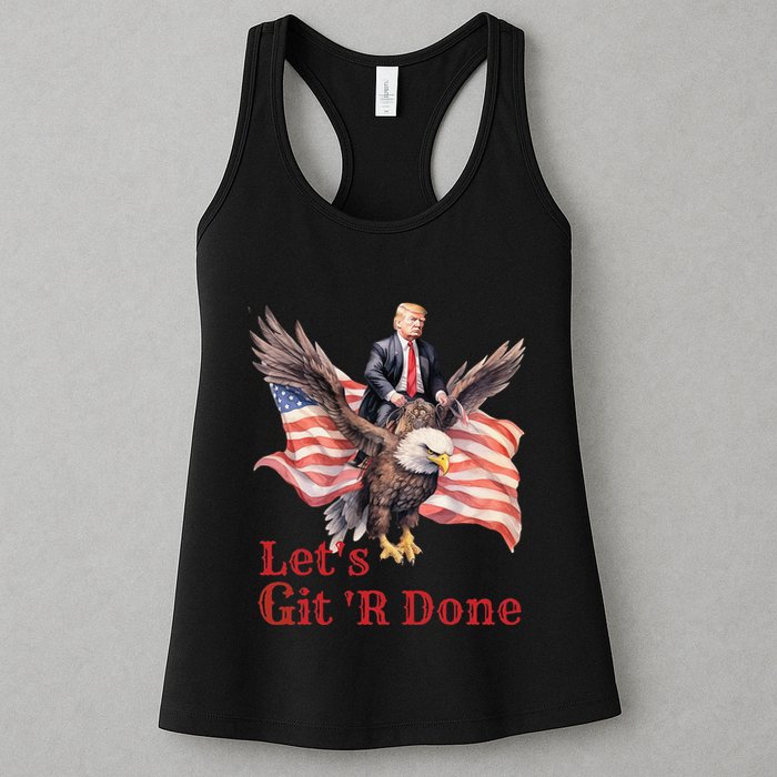 Donald Trump Riding Bald Eagle LetS Git R Done Womens Tank Top