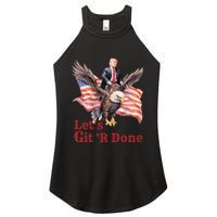 Donald Trump Riding Bald Eagle LetS Git R Done Women's Perfect Tri Rocker Tank