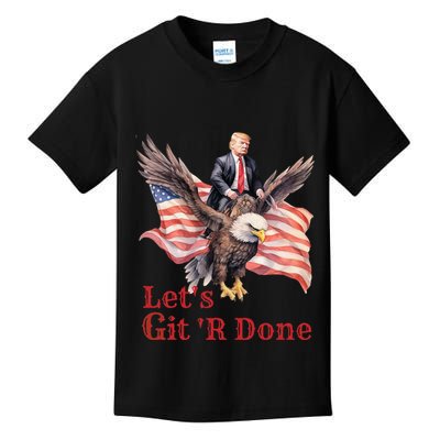 Donald Trump Riding Bald Eagle LetS Git R Done Kids T-Shirt
