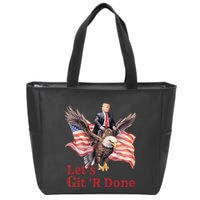 Donald Trump Riding Bald Eagle LetS Git R Done Zip Tote Bag