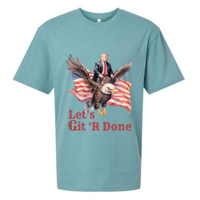 Donald Trump Riding Bald Eagle LetS Git R Done Sueded Cloud Jersey T-Shirt