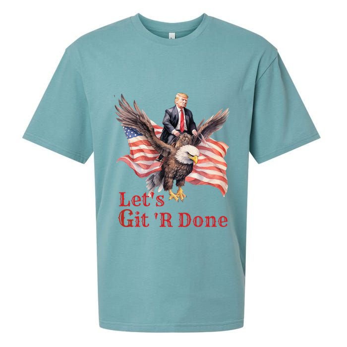 Donald Trump Riding Bald Eagle LetS Git R Done Sueded Cloud Jersey T-Shirt