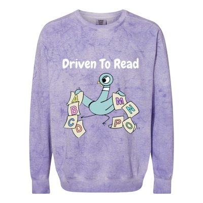 Driven To Read Pigeon Library Reading Books Reader Colorblast Crewneck Sweatshirt