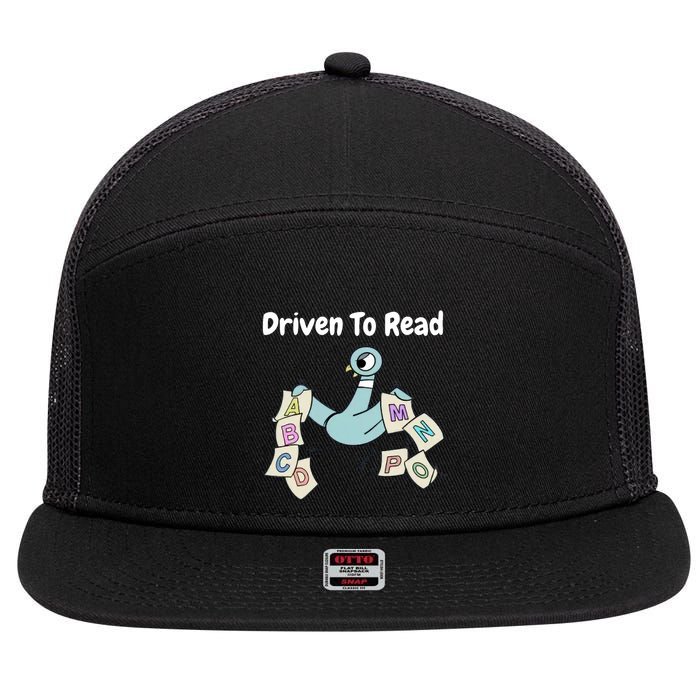 Driven To Read Pigeon Library Reading Books Reader 7 Panel Mesh Trucker Snapback Hat