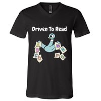 Driven To Read Pigeon Library Reading Books Reader V-Neck T-Shirt