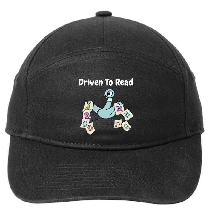 Driven To Read Pigeon Library Reading Books Reader 7-Panel Snapback Hat