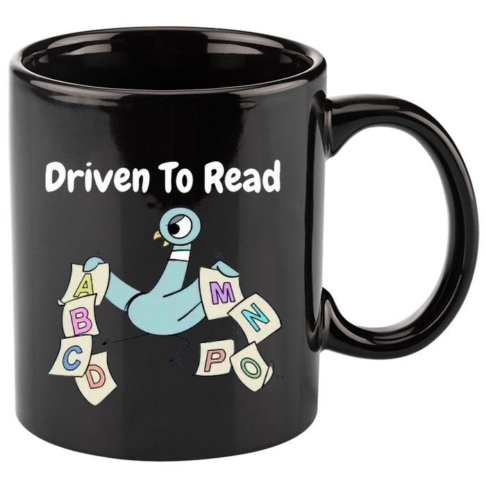 Driven To Read Pigeon Library Reading Books Reader 11oz C Handle Ceramic Mug