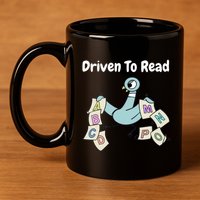 Driven To Read Pigeon Library Reading Books Reader 11oz C Handle Ceramic Mug