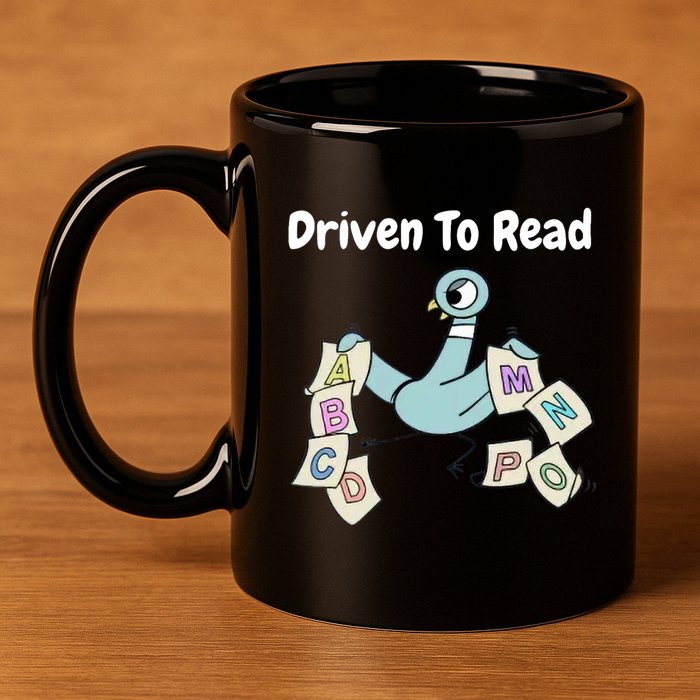 Driven To Read Pigeon Library Reading Books Reader 11oz C Handle Ceramic Mug