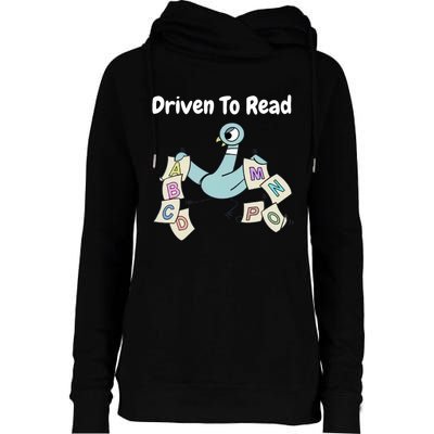 Driven To Read Pigeon Library Reading Books Reader Womens Funnel Neck Pullover Hood
