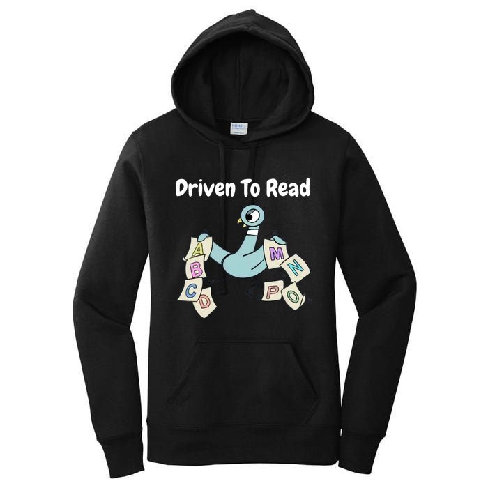 Driven To Read Pigeon Library Reading Books Reader Women's Pullover Hoodie