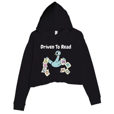 Driven To Read Pigeon Library Reading Books Reader Crop Fleece Hoodie