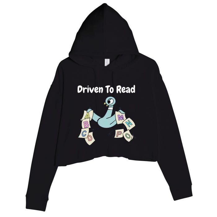 Driven To Read Pigeon Library Reading Books Reader Crop Fleece Hoodie