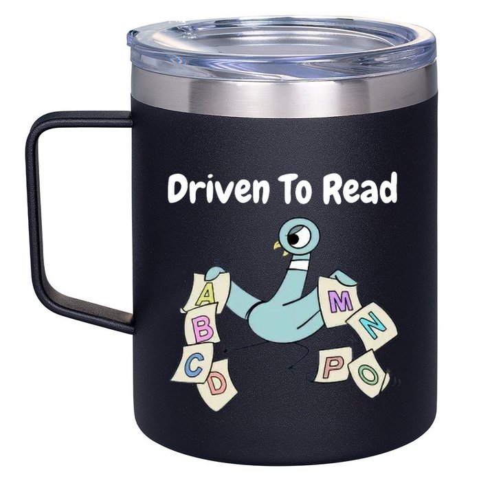 Driven To Read Pigeon Library Reading Books Reader 12oz Stainless Steel Coffee Mug