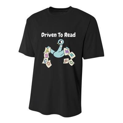 Driven To Read Pigeon Library Reading Books Reader Youth Performance Sprint T-Shirt