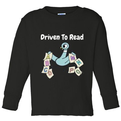 Driven To Read Pigeon Library Reading Books Reader Toddler Long Sleeve Shirt
