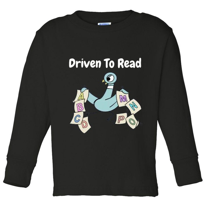 Driven To Read Pigeon Library Reading Books Reader Toddler Long Sleeve Shirt