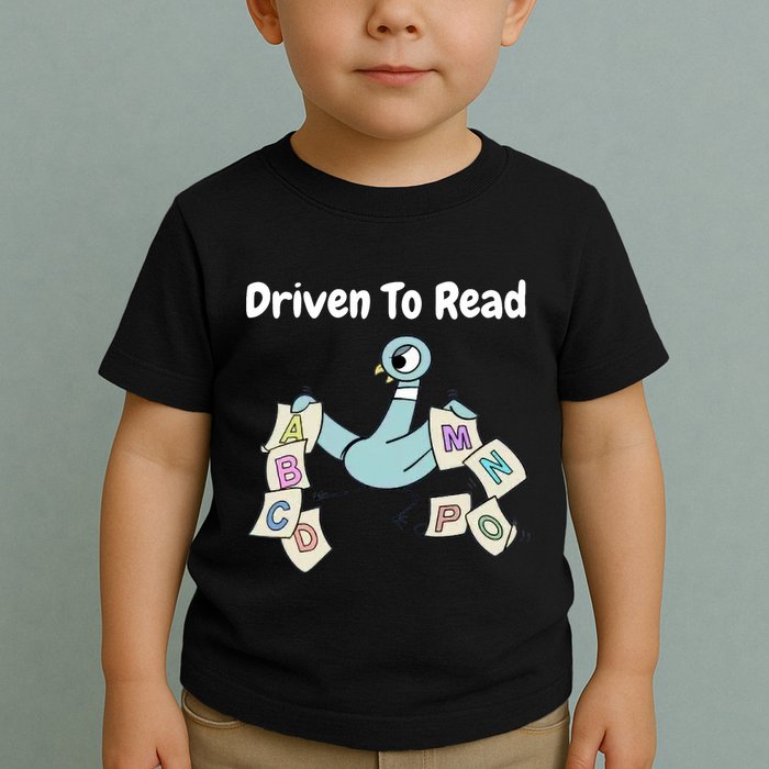 Driven To Read Pigeon Library Reading Books Reader Toddler T-Shirt