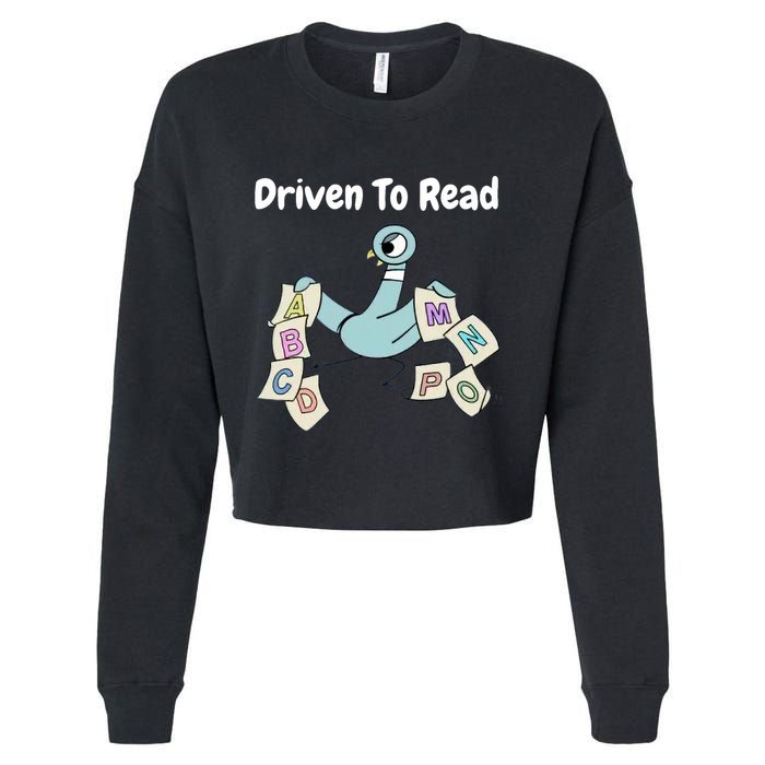 Driven To Read Pigeon Library Reading Books Reader Cropped Pullover Crew