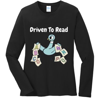 Driven To Read Pigeon Library Reading Books Reader Ladies Long Sleeve Shirt
