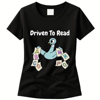 Driven To Read Pigeon Library Reading Books Reader Womens T-Shirt